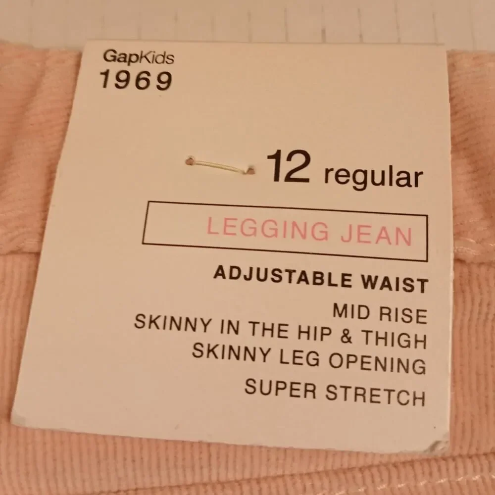 Gap Kids 1969 Girls New Light Pink Super Stretch Legging Jeans - Size 12 Regular
